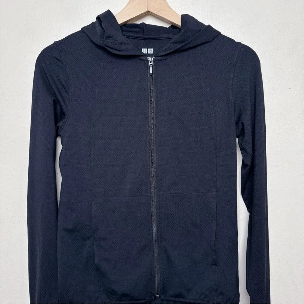 Women's Black Zip-Front Hooded Jacket - Picture 5 of 15